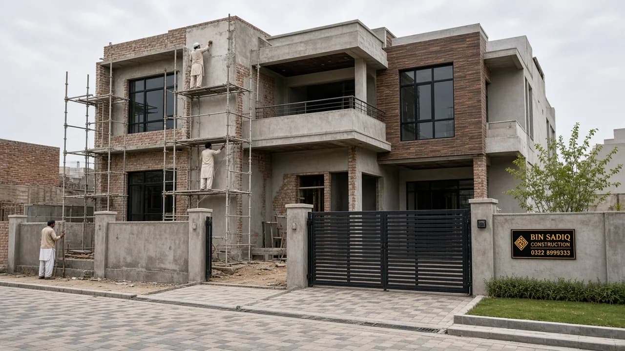 House Construction Company in Etihad Town Lahore — Grey Structure & Turnkey — Bin Sadiq Construction Lahore