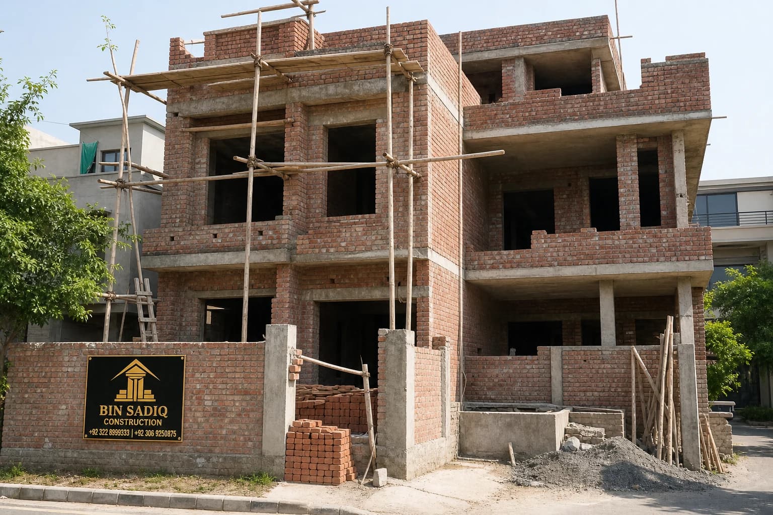 Construction Company in Gulberg Lahore — Grey Structure, Turnkey & Paint — Bin Sadiq Construction Lahore