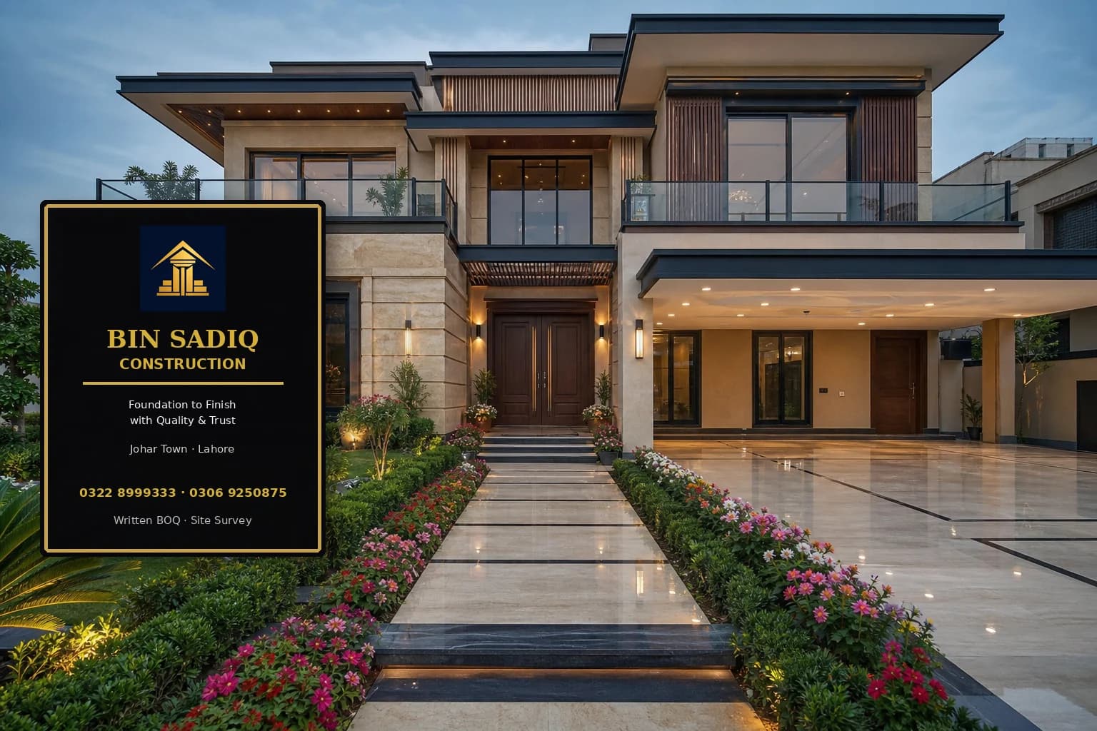 House Construction Company in Johar Town Lahore — Grey Structure & Turnkey — Bin Sadiq Construction Lahore