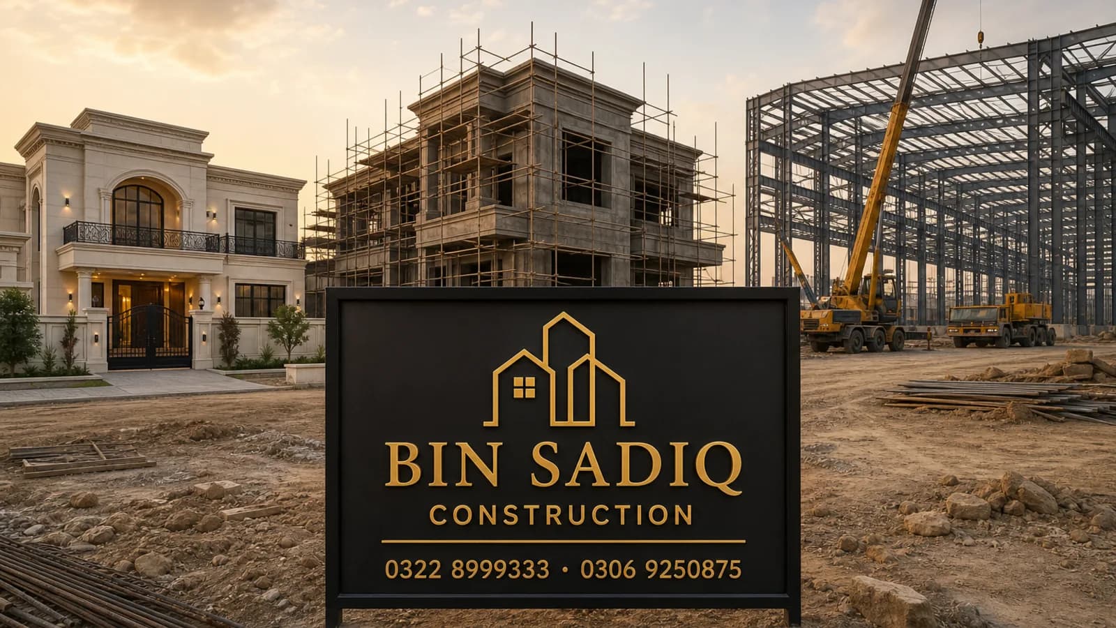 Construction Company in Pakistan — Houses, Factories & Turnkey Nationwide — Bin Sadiq Construction Lahore