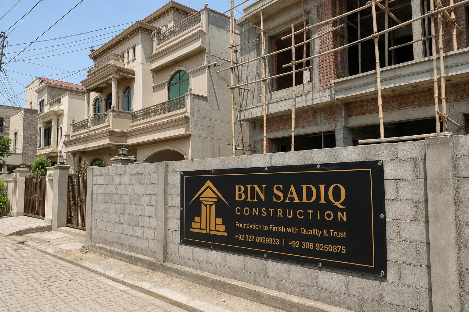 Construction Company in Township Lahore — Grey Structure, Turnkey & Paint — Bin Sadiq Construction Lahore