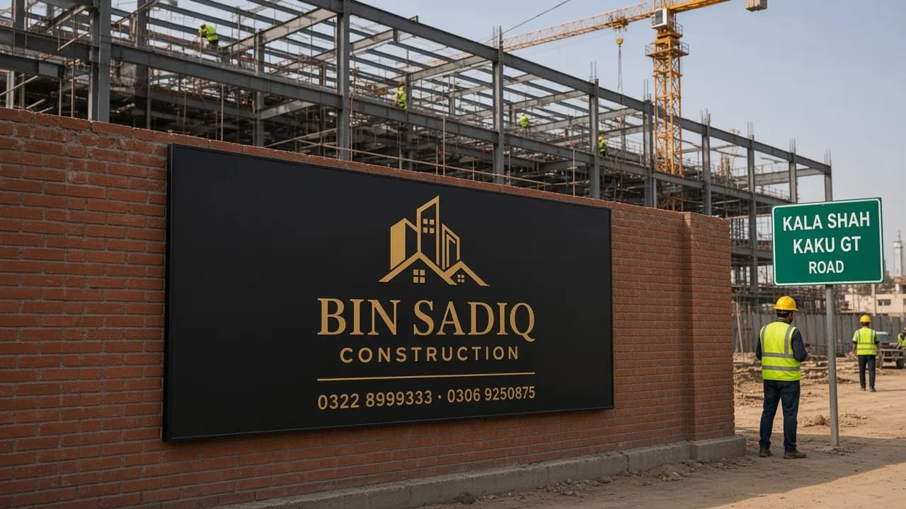 Factory construction site Kala Shah Kaku — steel frame