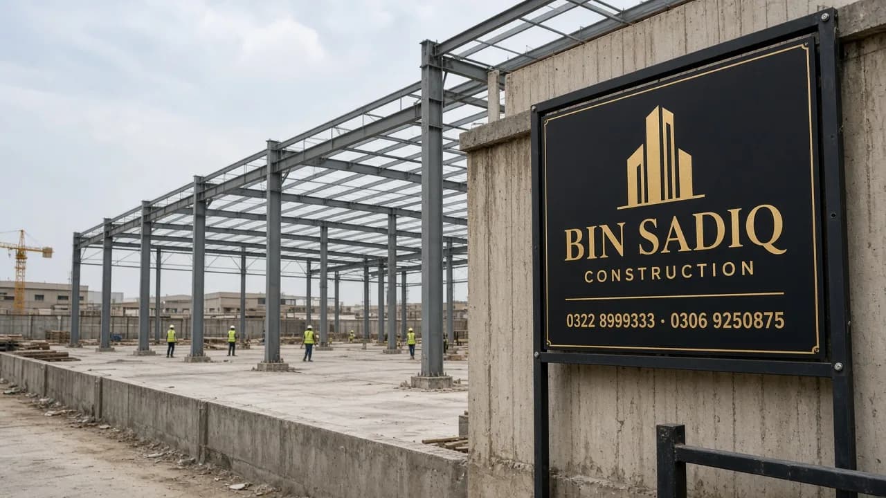 Factory construction site Kot Lakhpat — PEB steel frame