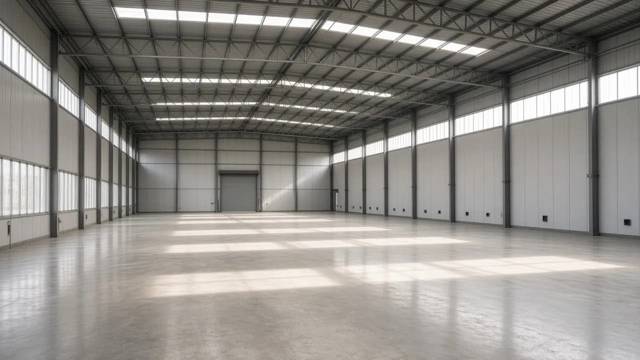 Empty PEB warehouse interior — industrial hall Sundar Lahore