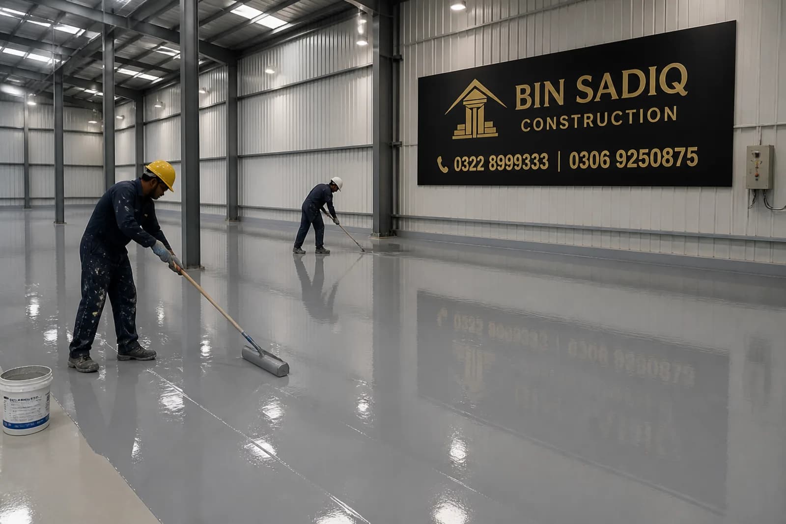 Epoxy floor coating factory Pakistan Bin Sadiq Construction