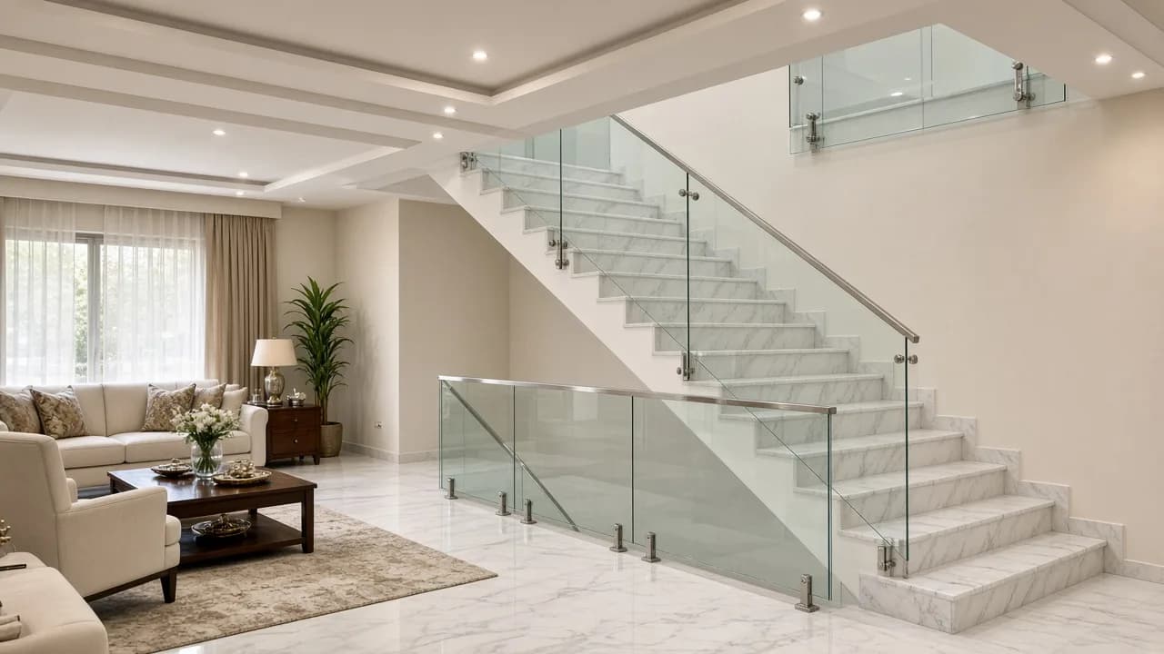 Glass & Steel Railing Contractor Lahore — Staircase, Balcony & Terrace Railing — Bin Sadiq Construction Lahore
