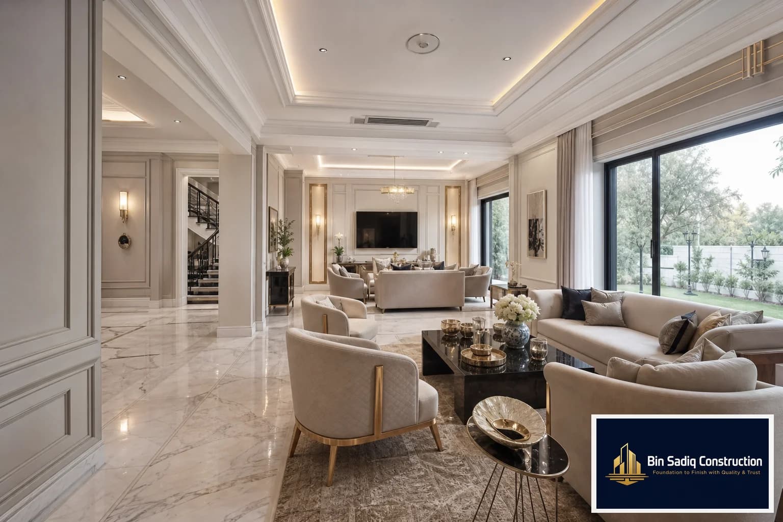 Finished living interior after plaster Lahore