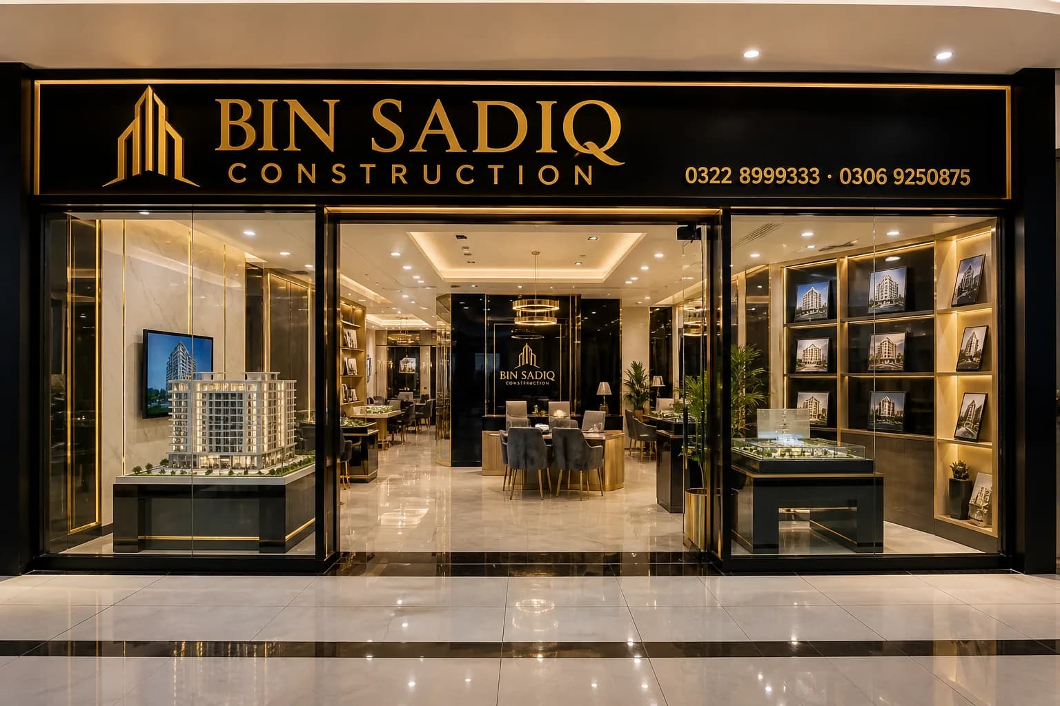 Shop and office interior finishing Pakistan Bin Sadiq Construction