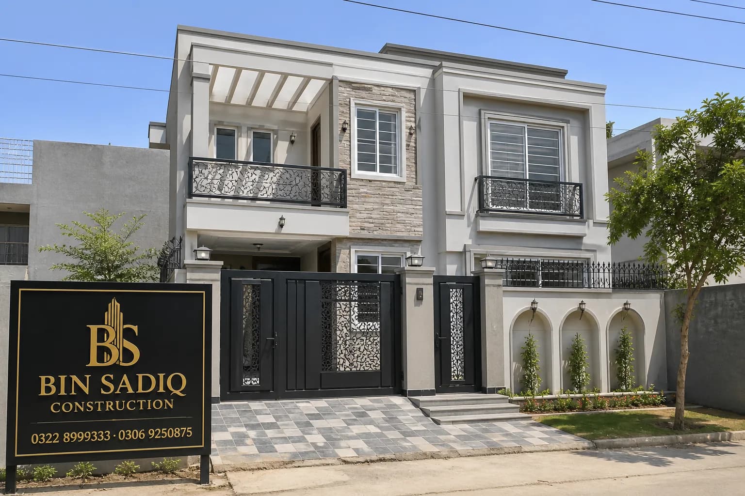 House front after main door grill windows installed Lahore Bin Sadiq