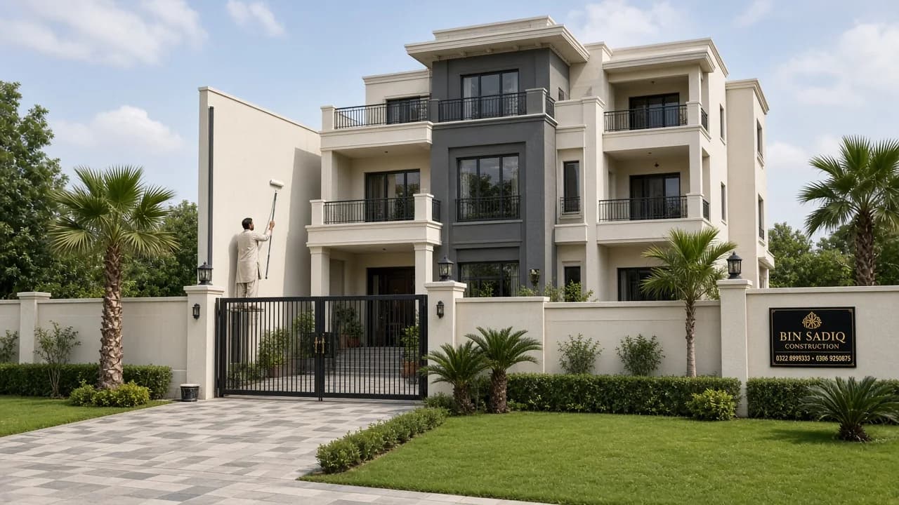 Paint Contractor in Bahria Orchard Lahore — Interior & Exterior House Painting — Bin Sadiq Construction Lahore