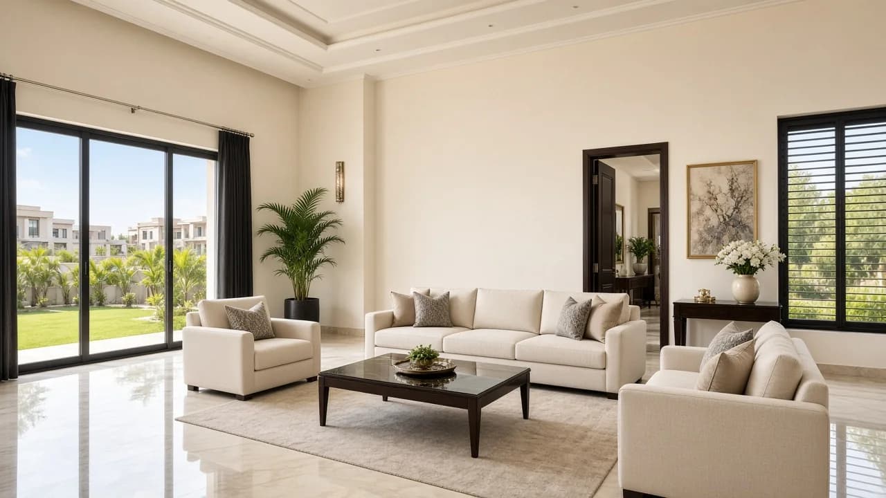 Interior emulsion painting Bahria Orchard Lahore luxury living room