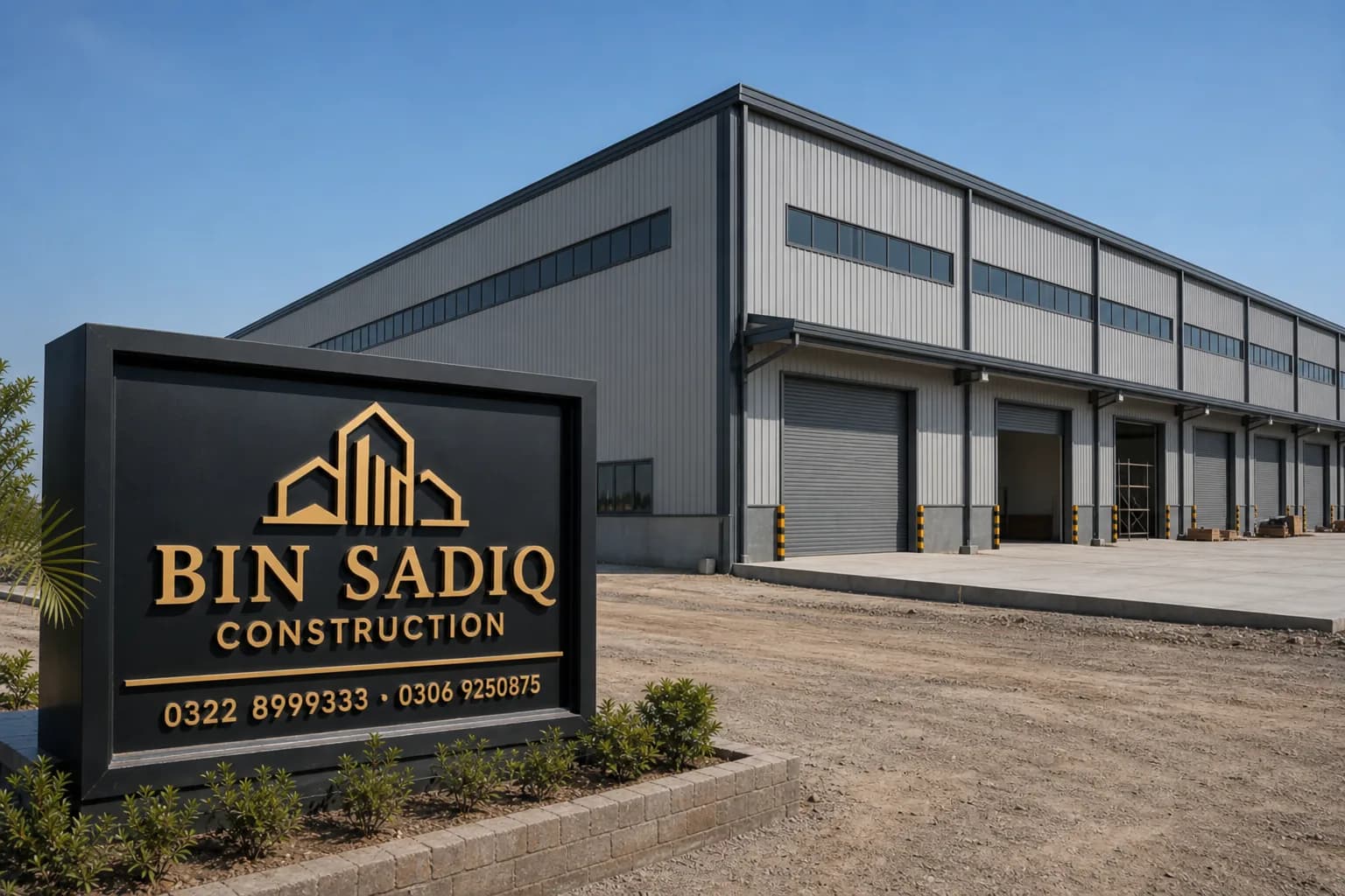 Completed PEB warehouse steel shed Lahore Bin Sadiq