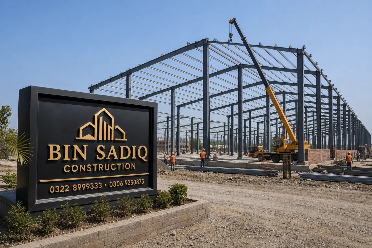 Steel shed PEB erection Lahore Bin Sadiq Construction