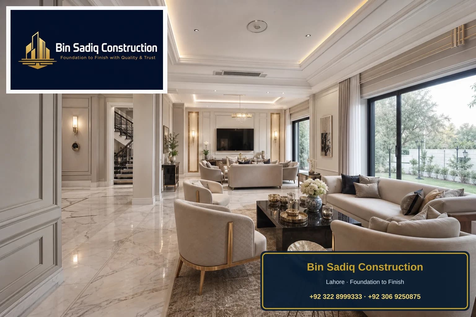Interior living room after ceiling finish Lahore