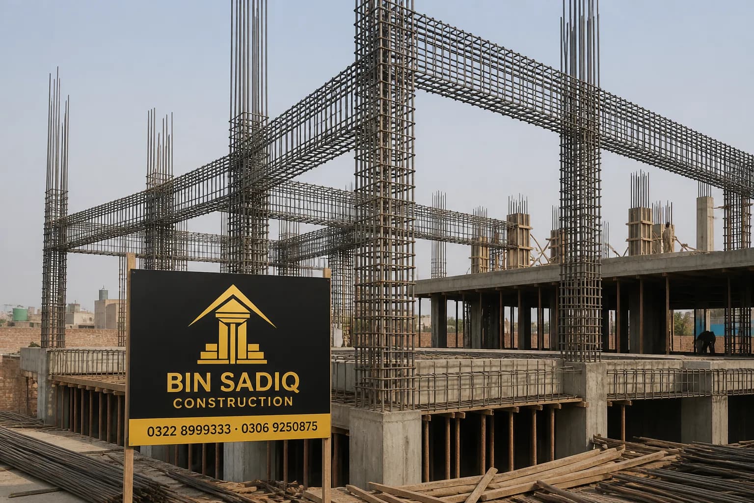 Grade 60 steel reinforcement RCC cage Lahore house site