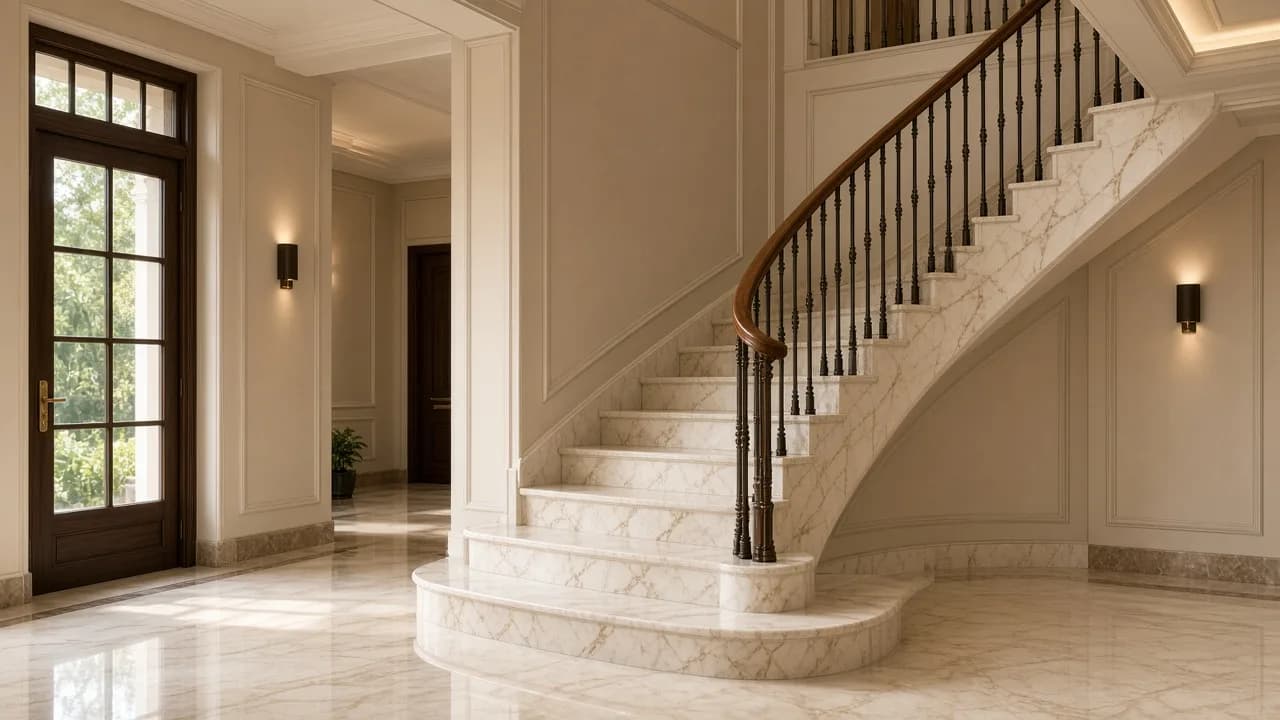 Tavera marble stairs and landing Lahore
