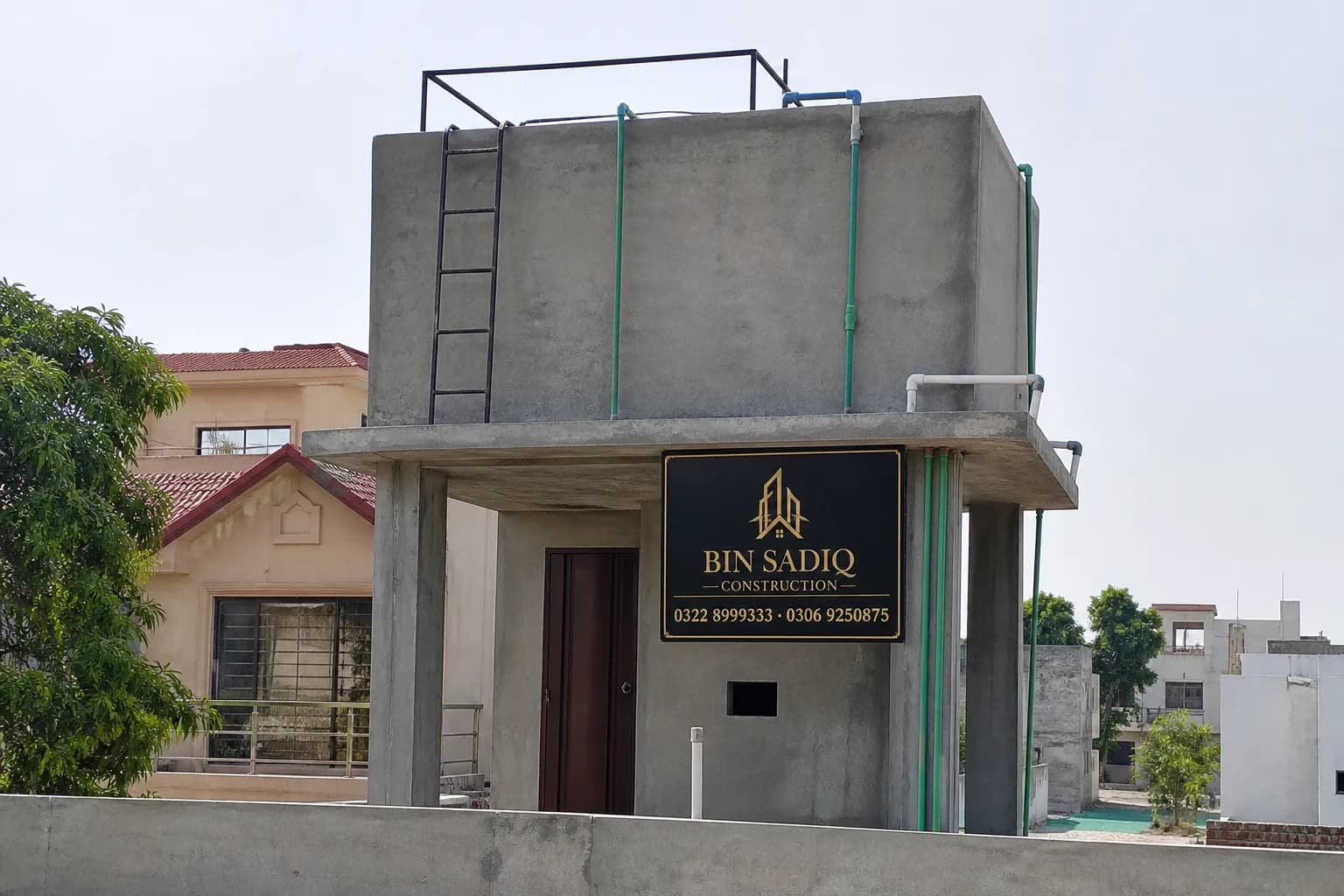 Completed rooftop overhead water tank house Lahore Bin Sadiq
