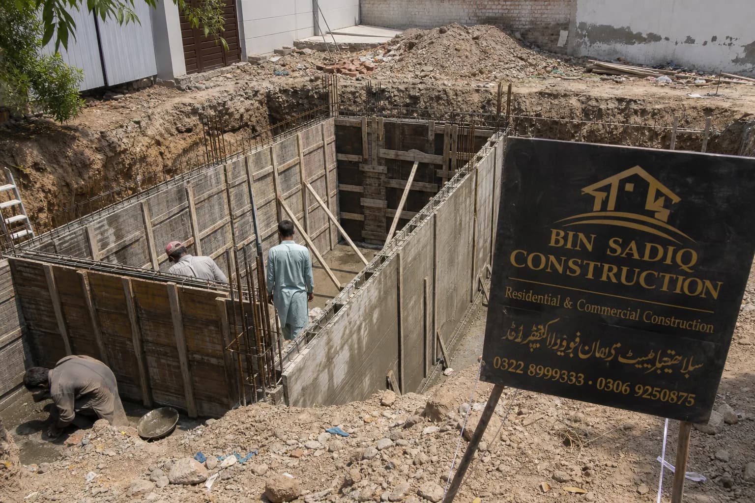 Underground RCC water tank excavation Lahore Bin Sadiq