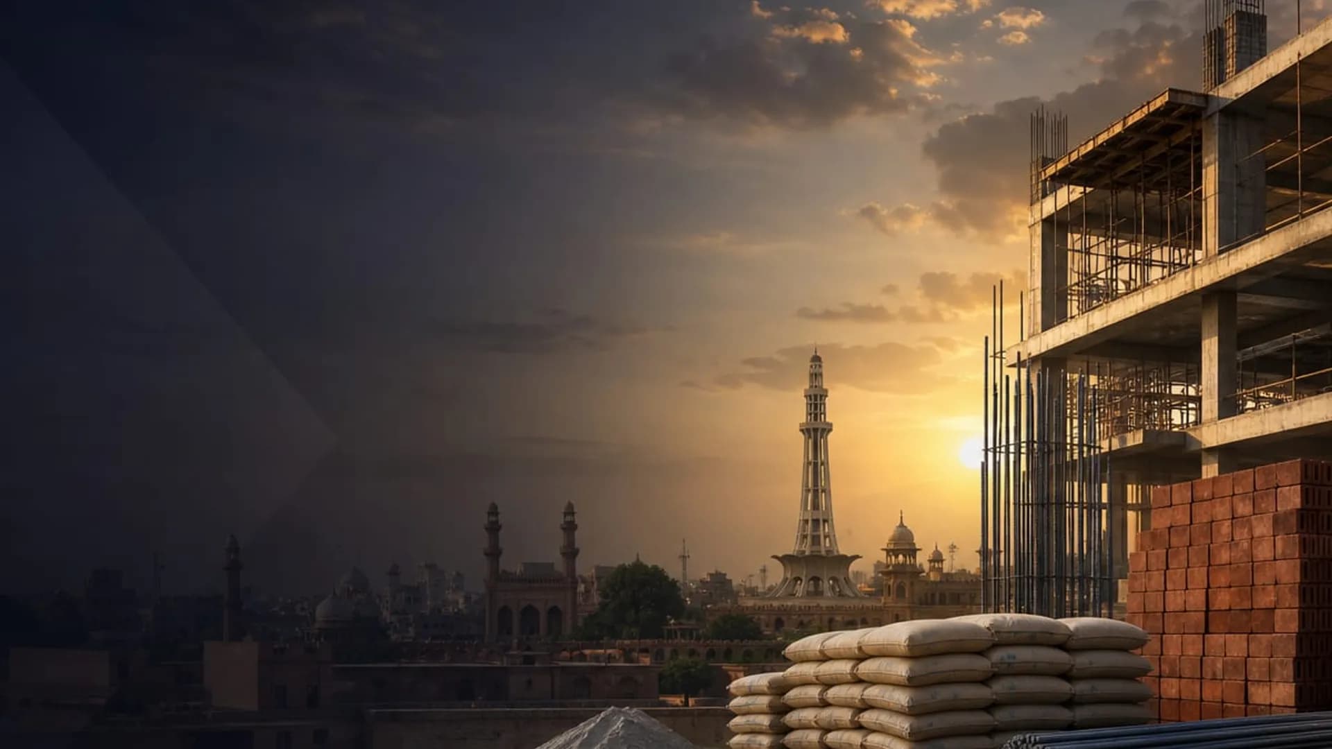 Building material prices in Lahore — cement bricks sarya bajri sand store Bin Sadiq Construction